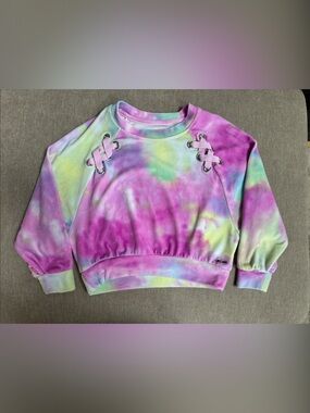 Justice Girls Tie-Dye Lace-Up Pullover Hoodie - Pink, Purple, Green